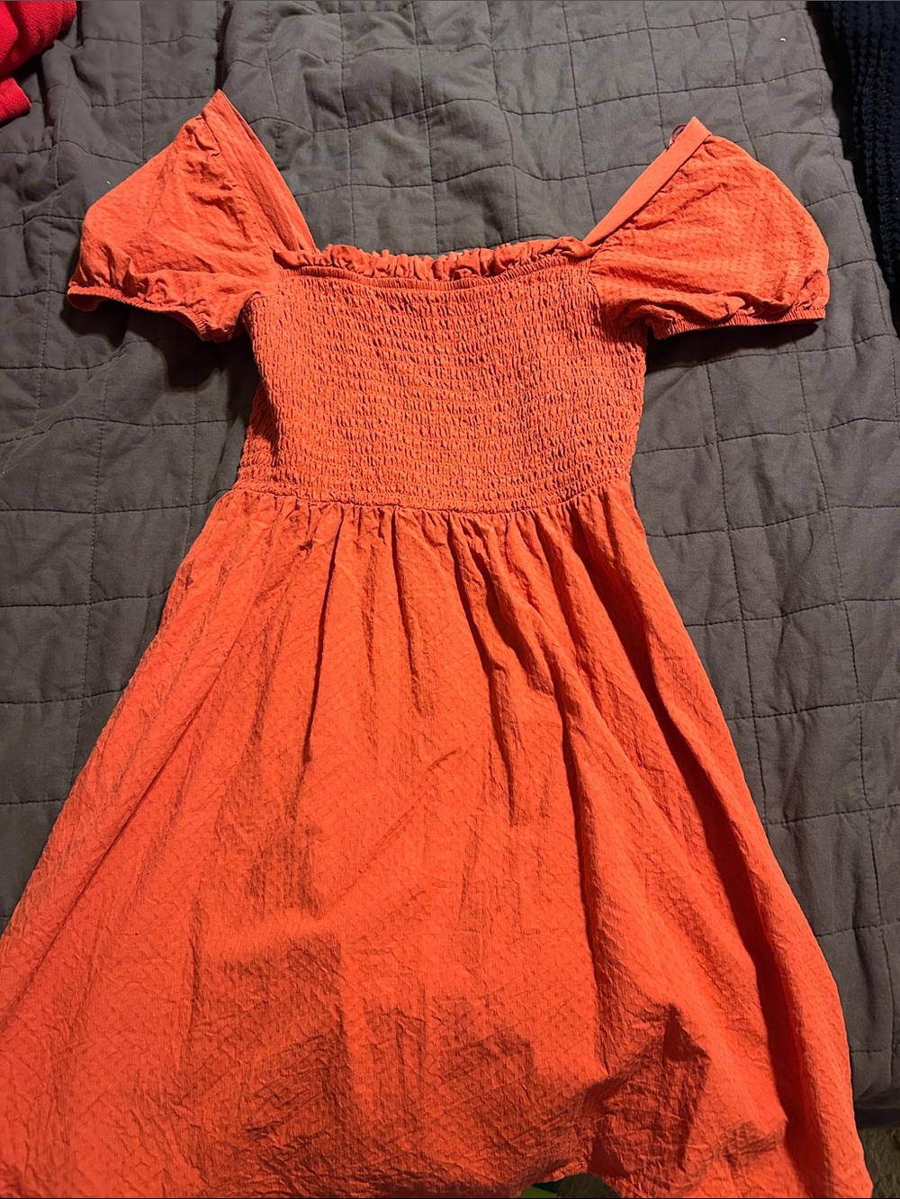 Copper Key Orange Smocked Mini Dress